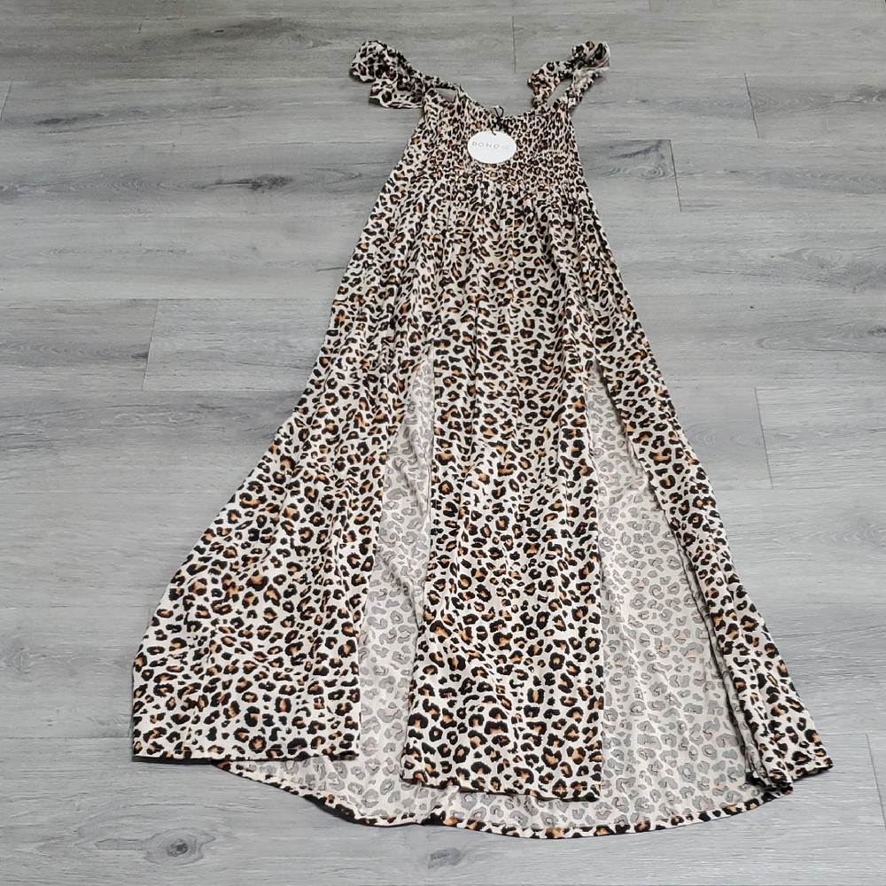 NWT Boho Me Collection Leopard Print Maxi Dress Size Xs